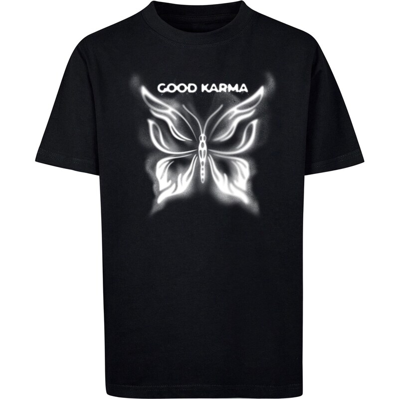 Mister Tee Tričko Good Karma černá / bílý melír