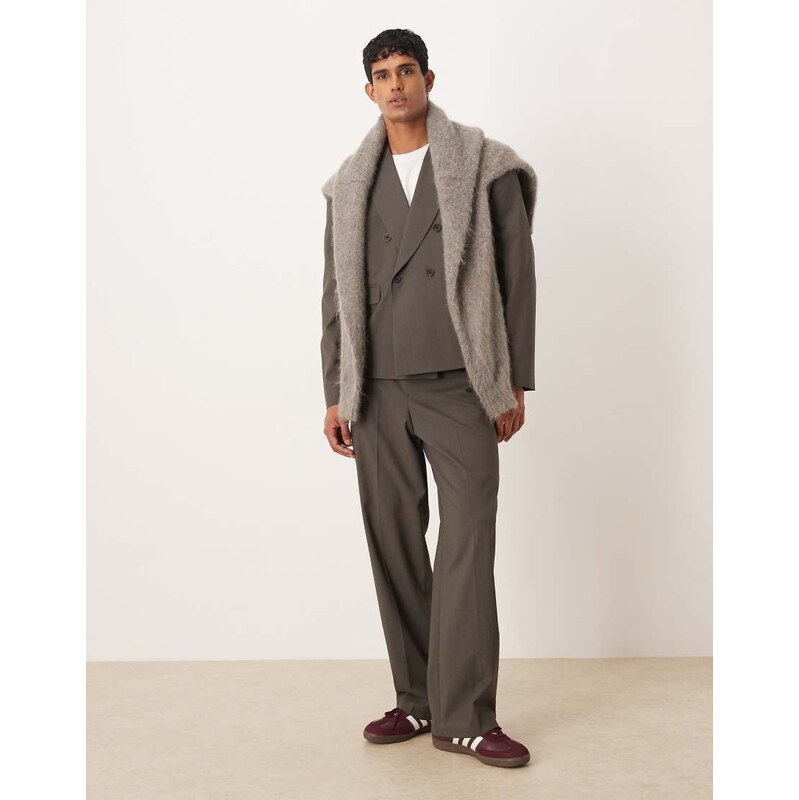 ASOS DESIGN wide suit trouser in light brown