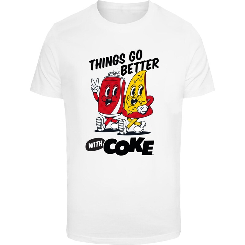 Merchcode Tričko Things Go Better With Coke zlatě žlutá / krvavě