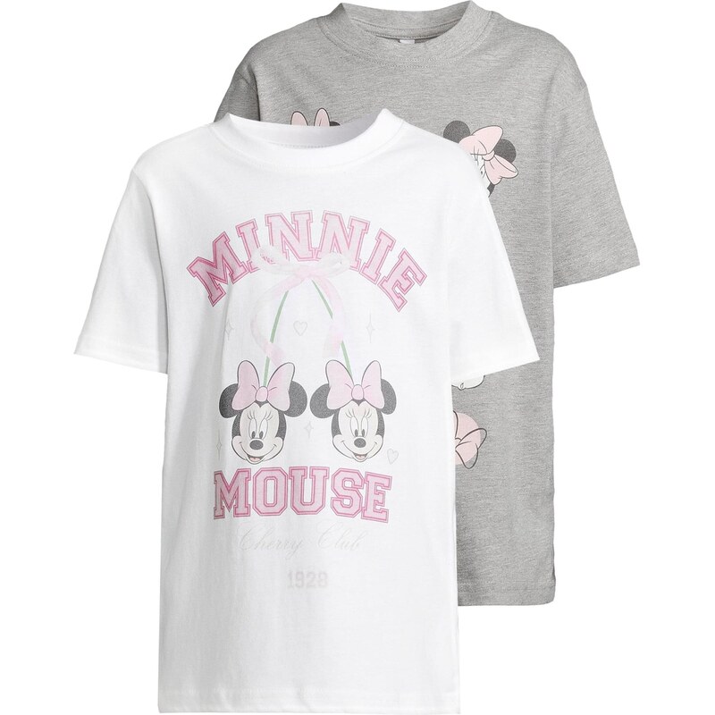 Mister Tee Tričko Minnie Mouse šedý melír / růže / tmavě růžová