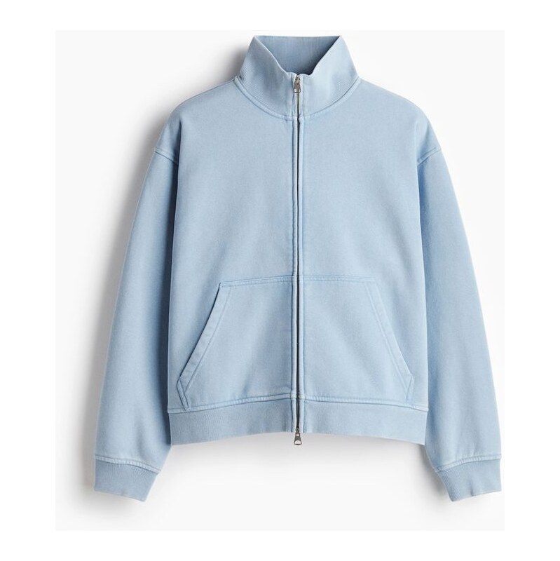 H&M - Bunda na zip Boxy Loose Fit - Bleděmodrá