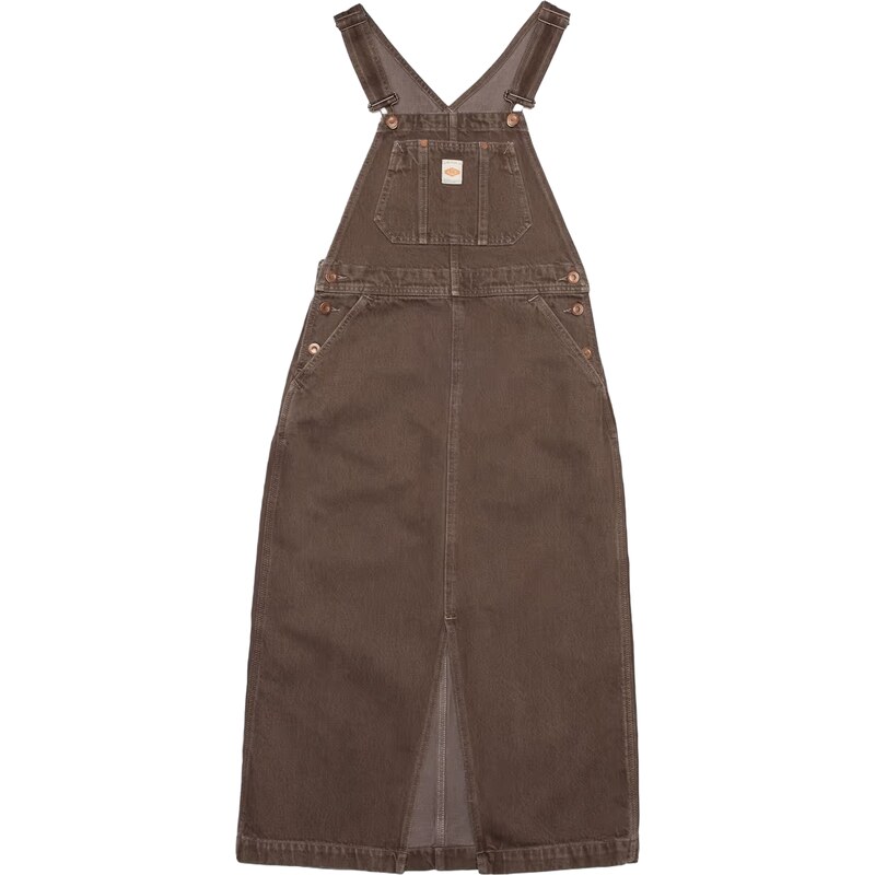 Nudie Jeans Co. Džínové šaty s laclem Inger Espresso Brown XS