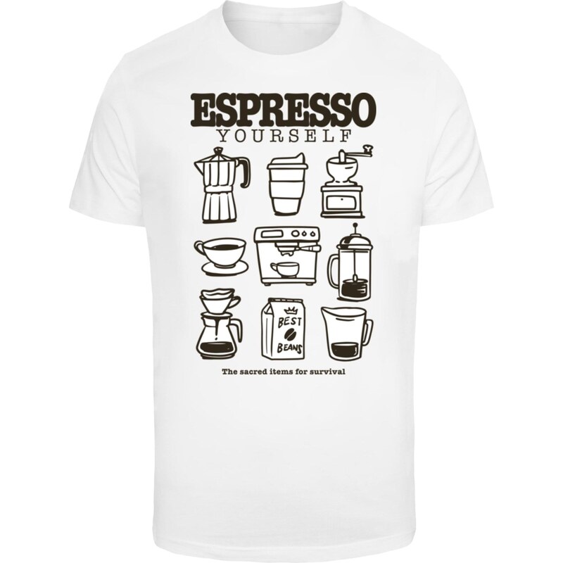 Mister Tee Tričko Espresso Yourself Coffee černá / bílá