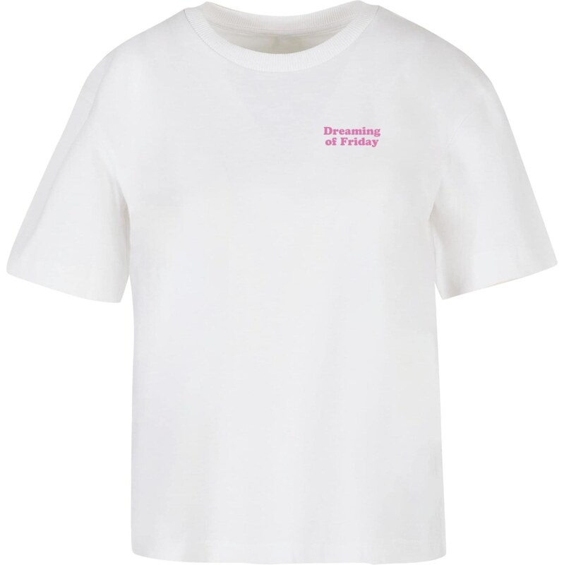 Miss Tee Tričko Dreaming Of Friday pink / bílá
