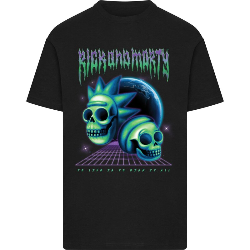 Merchcode Tričko Rick & Morty Skull královská modrá / světle