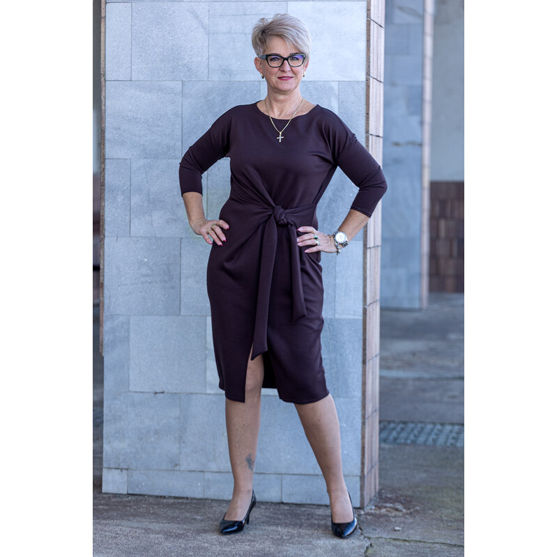 Natalien Elegantní šaty EMILIA Barva: čokoládová, Velikost: 40 111011770