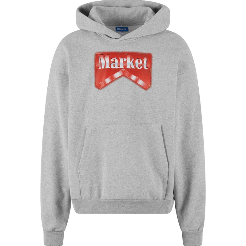 MARKET Mikina Bullrider šedý melír / červená / černá
