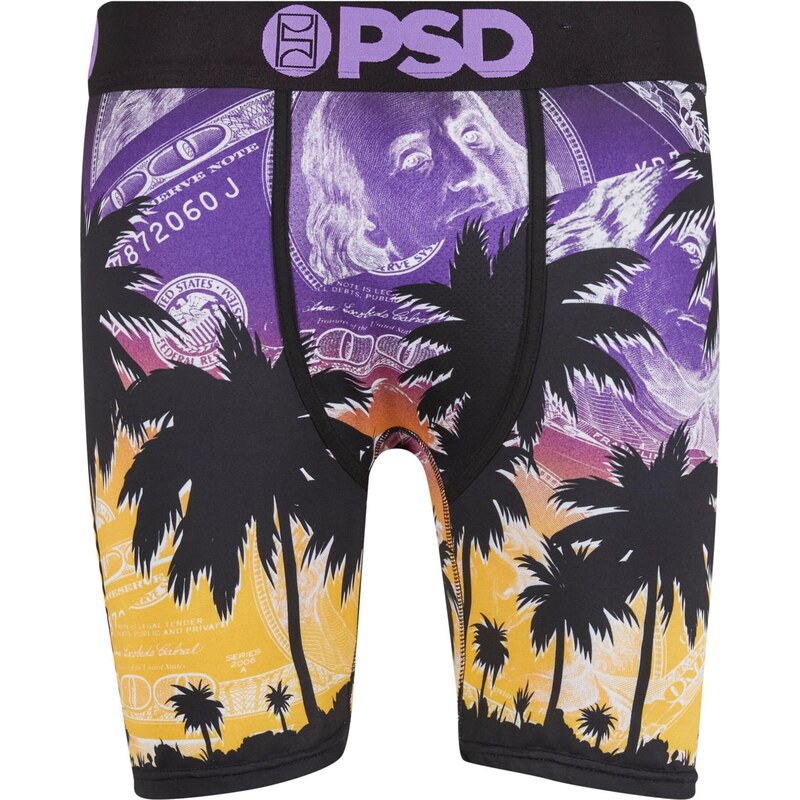 PSD Boxerky Benji zlatě žlutá / fialová / černá