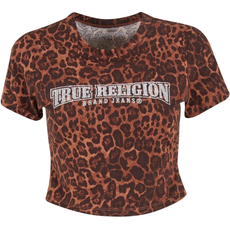 True Religion Tričko tmavě hnědá / stříbrně šedá / oranžová