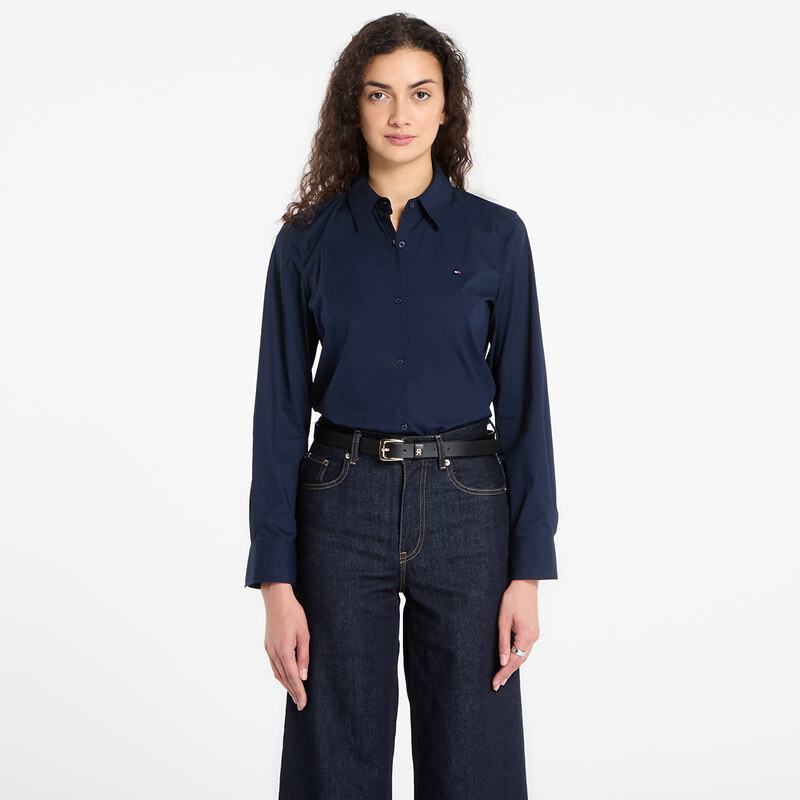 Košile Tommy Hilfiger Cotton Stretch Regular Ls Shirt Dark Blue S 111018677