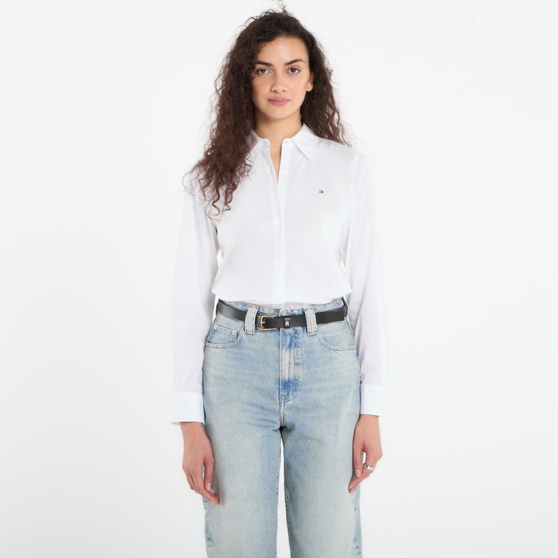 Košile Tommy Hilfiger Cotton Stretch Regular Ls Shirt Optic White M 111018656