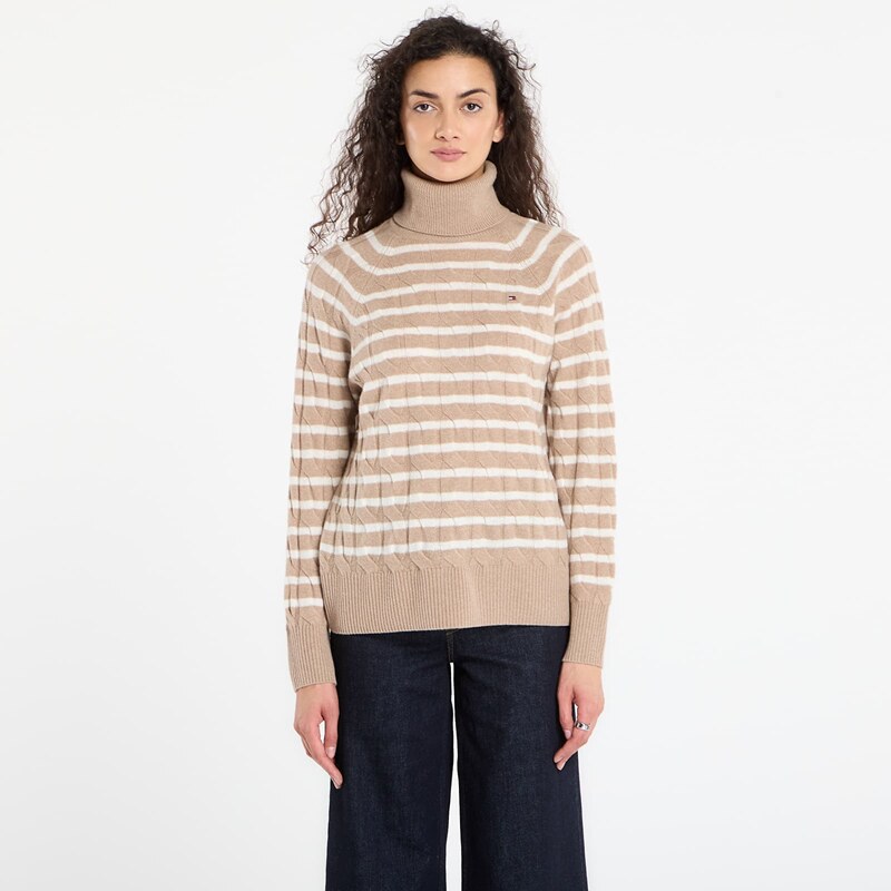 Svetr Tommy Hilfiger Soft Wool Cable Roll-Neck Ls Sweater Safari