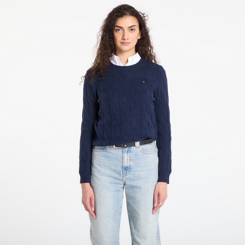 Svetr Tommy Hilfiger Soft Wool Cable C-Neckk Ls Sweater Dark