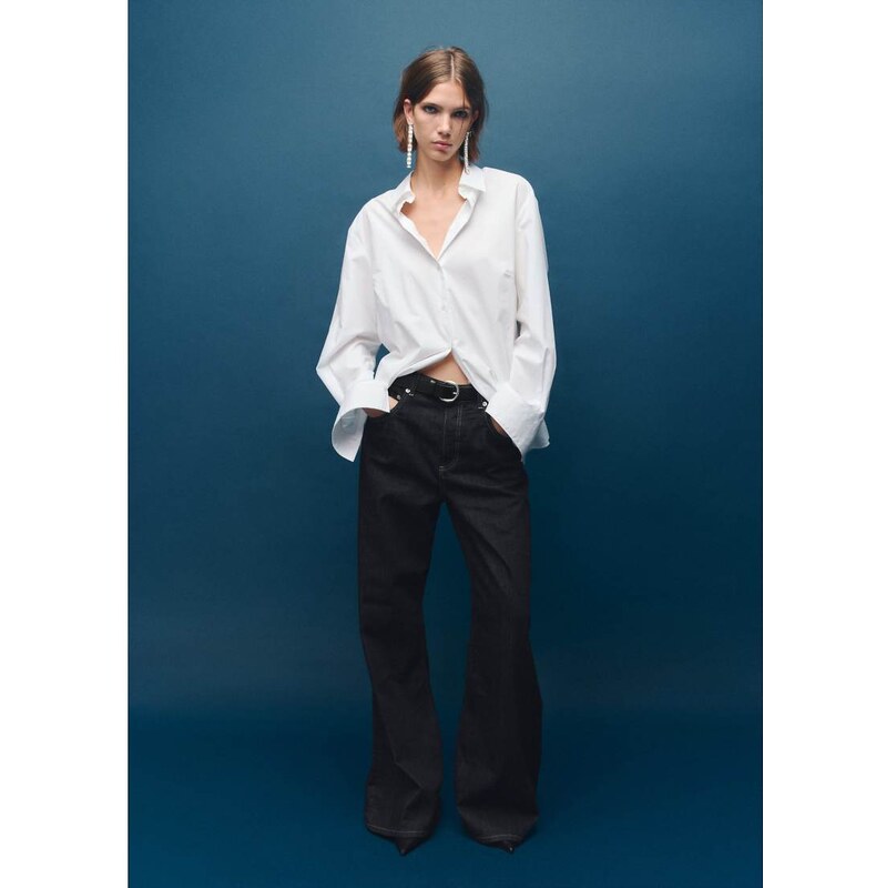 Mango Seattle 100% cotton kickflare jean with contrast stitch in