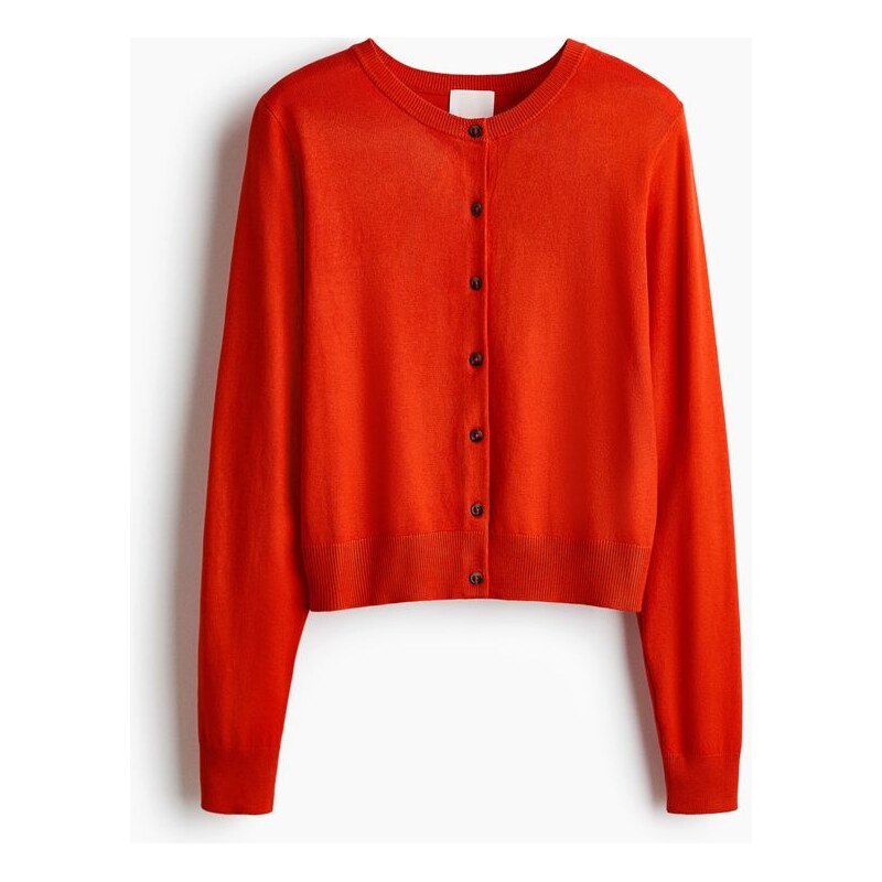 H&M - Propínací svetr z jemného úpletu - oranžová 110991779