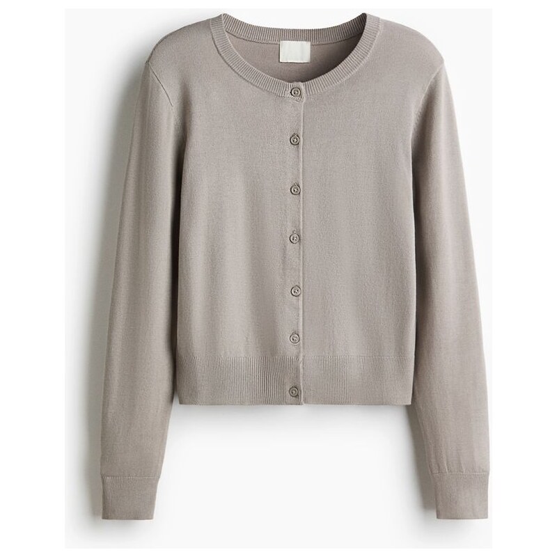 H&M - Propínací svetr z jemného úpletu - šedá 110991821