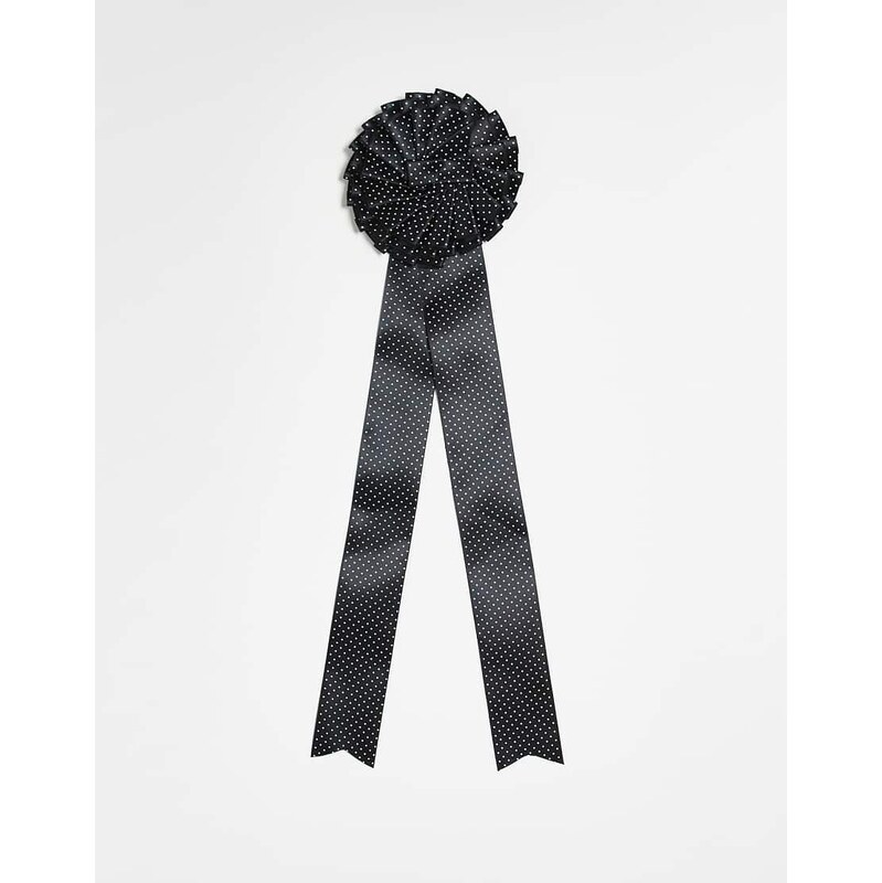 Reclaimed Vintage oversized corsage badge in black and white polka dot 115518215