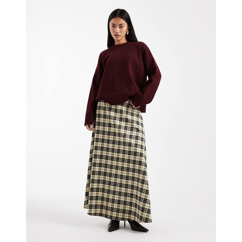 ASOS DESIGN circle maxi skirt in brushed check-Multi
