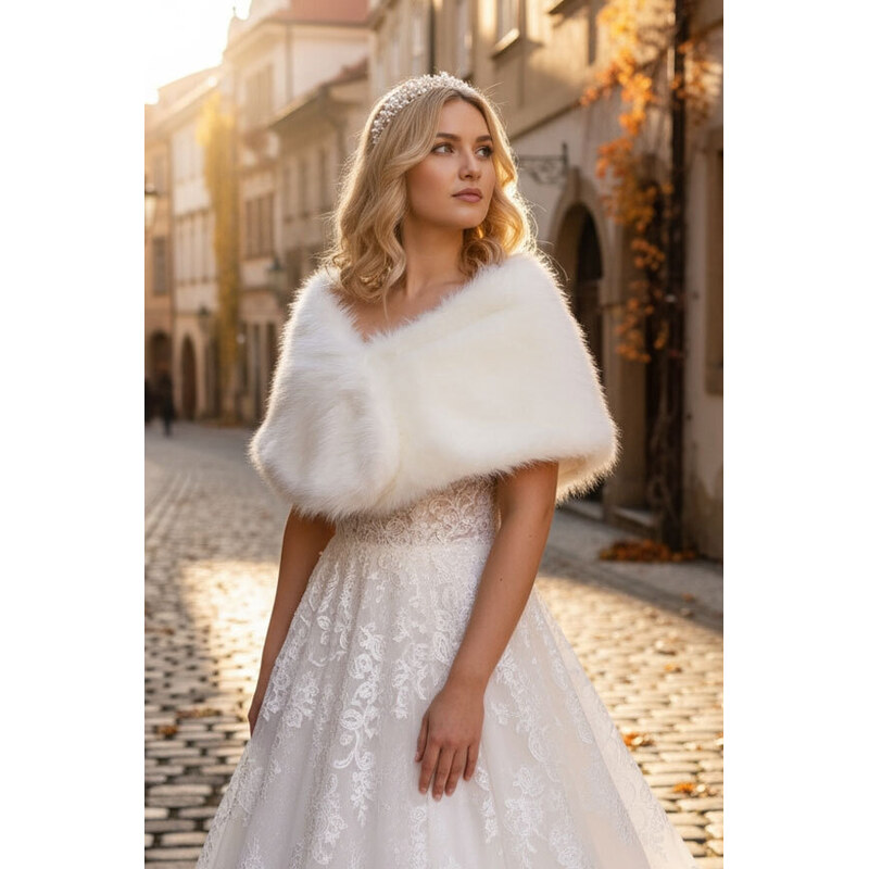 Glara Elegantní svatební kožešinový přehoz 111020914