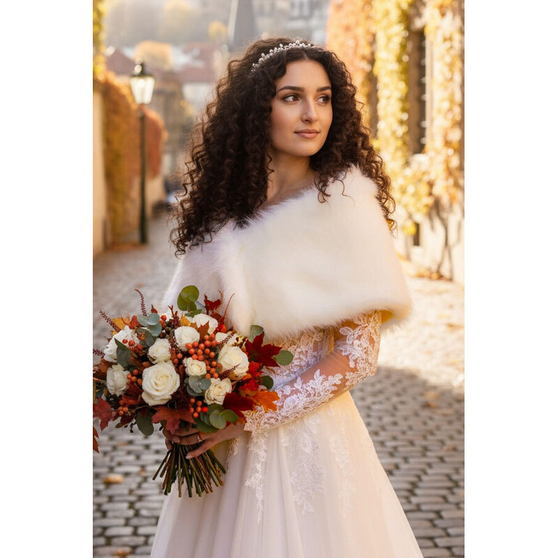 Glara Elegantní svatební kožešinový přehoz 111020915