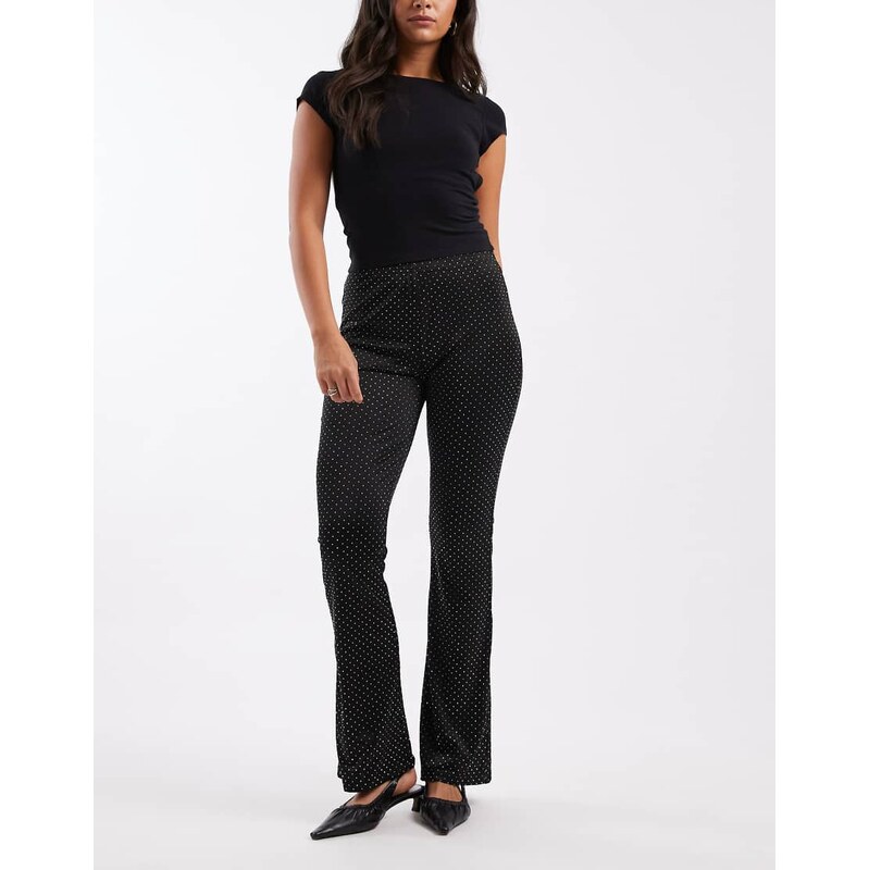 Miss Selfridge hot fix flare trouser in black 111029907