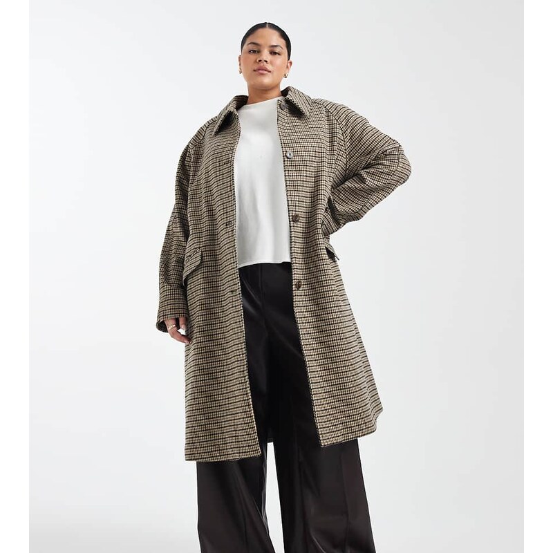 ASOS Curve ASOS DESIGN Curve quilt lined mid length coat in heritage 111021643