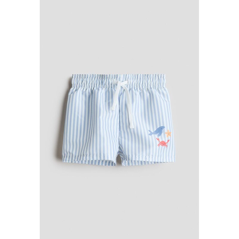 H&M - Vzorované plavecké šortky - Bleděmodrá/Velryba