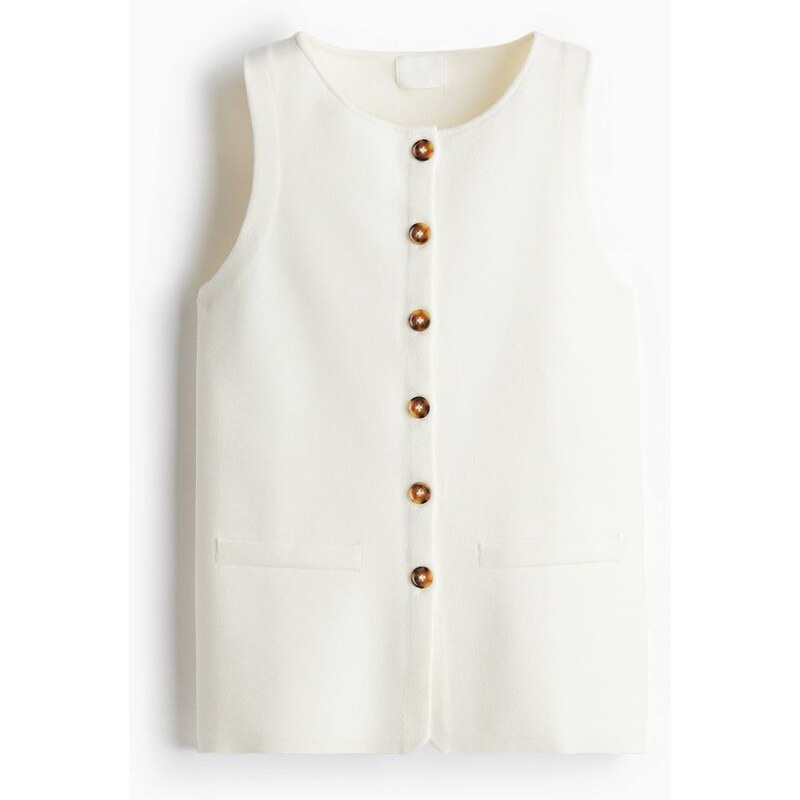 H&M - Vesta z jemného úpletu - Krémová