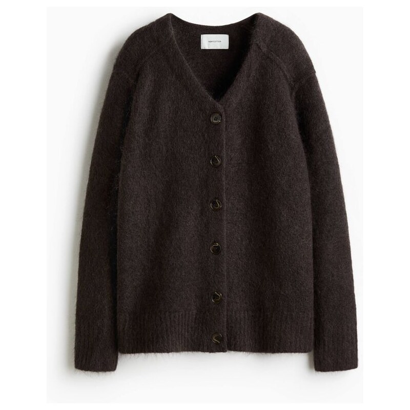 H&M - Propínací svetr z mohérové směsi - hnědá 109586142