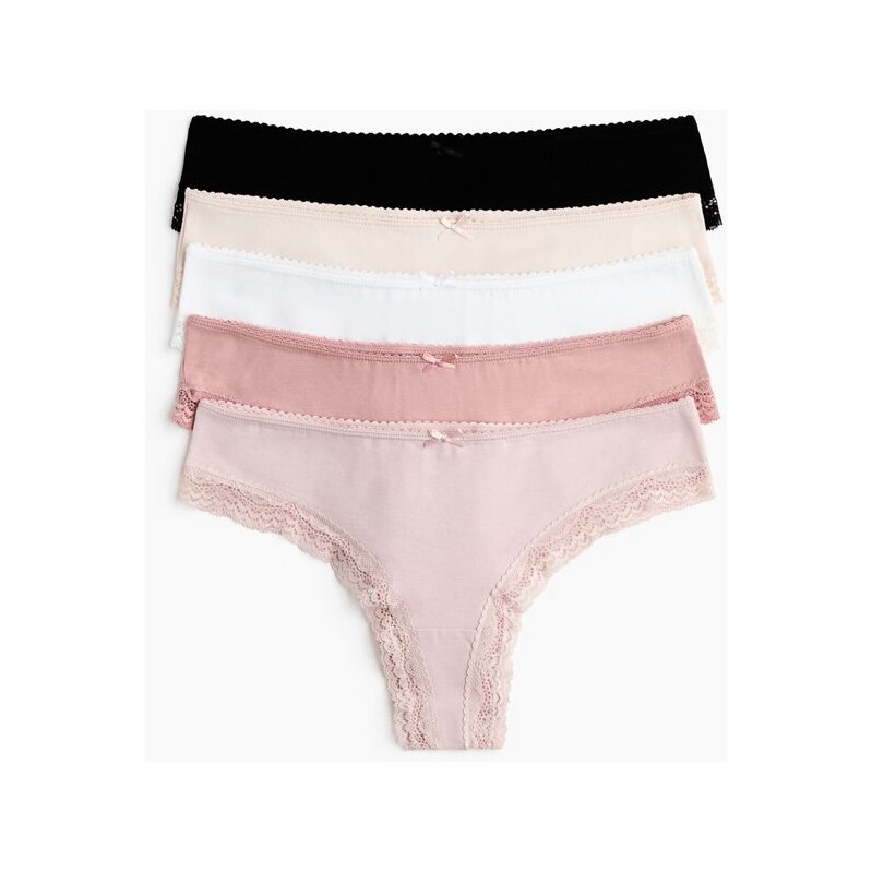 H&M - Kalhotky brazilian 5 kusů - růžová 110991755