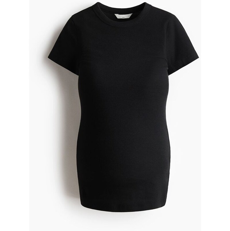 H&M - MAMA Žebrovaný top - černá 108138466