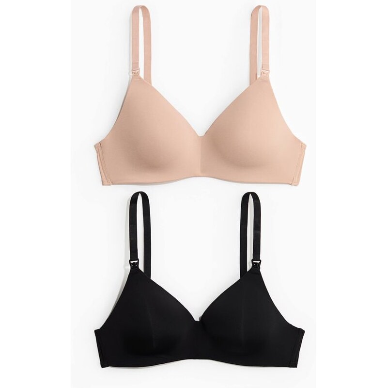 H&M - MAMA Podprsenka na kojení bez kostic 2 kusy - Béžová/Černá