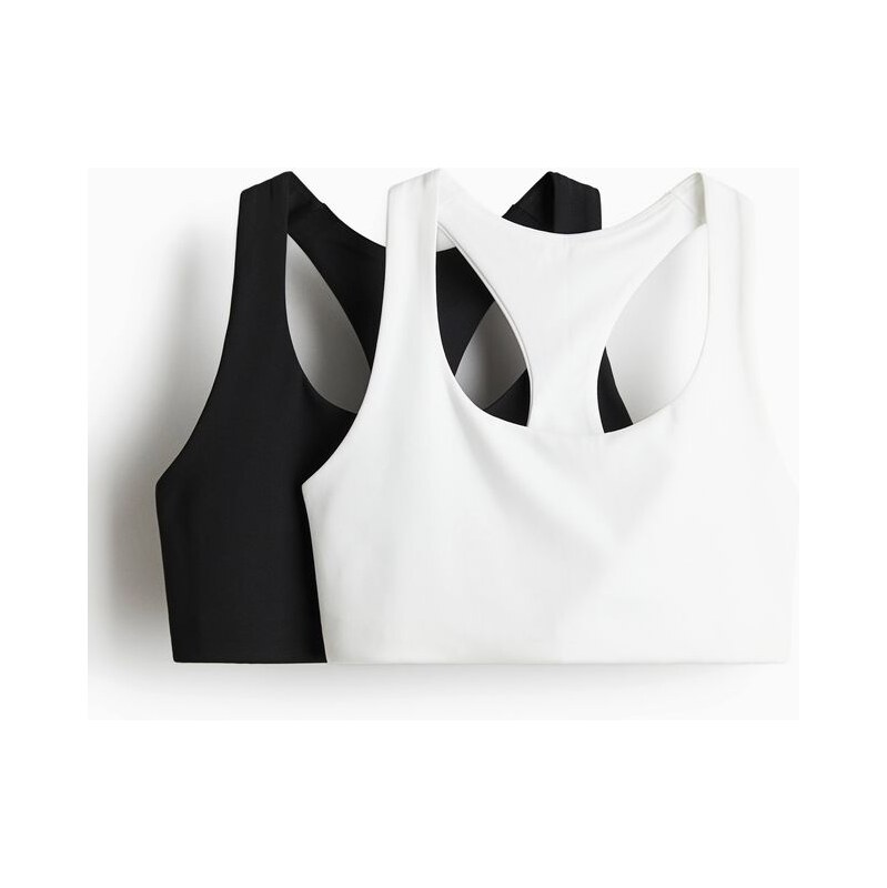 H&M - Sportovní podprsenka Medium 2 kusy - Černá/Bílá