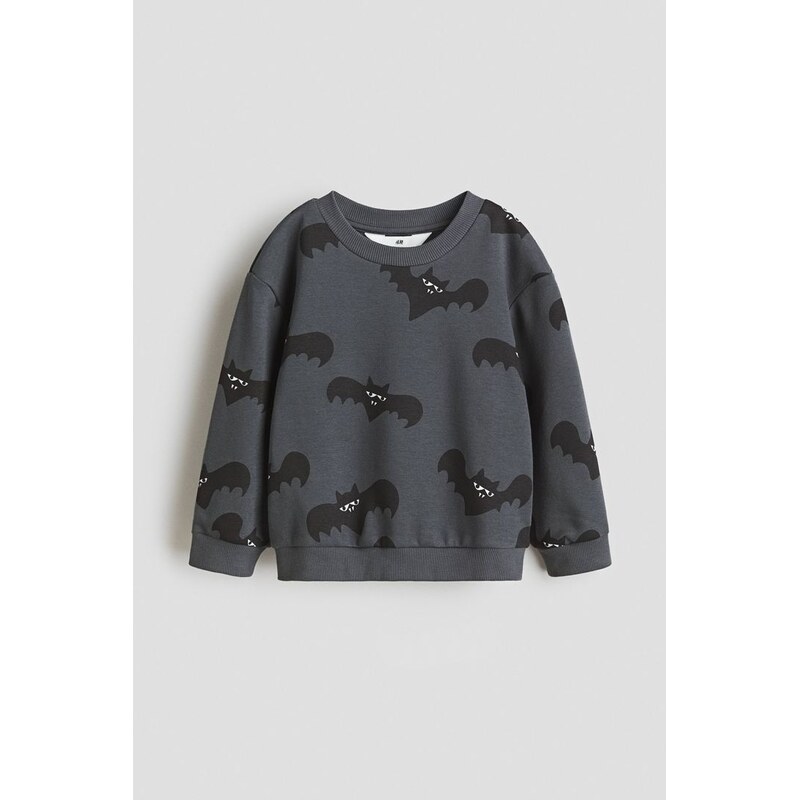 H&M - Mikina - Tmavě Šedá/Netopýři