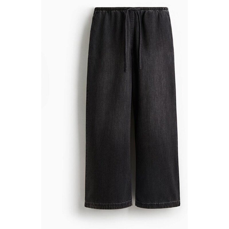 H&M - Džíny se stahovací šňůrkou - Černá/Sepraná