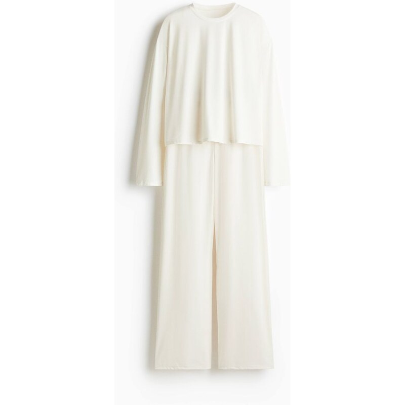 H&M - Pyžamo z viskózové směsi - Krémová