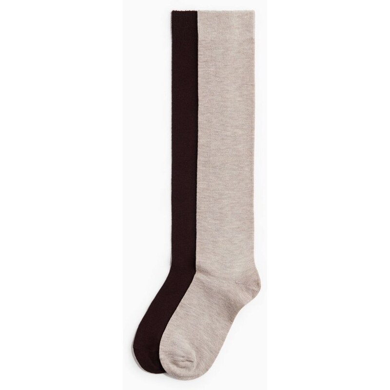 H&M - Balení: 2 páry podkolenek - hnědá 108301707