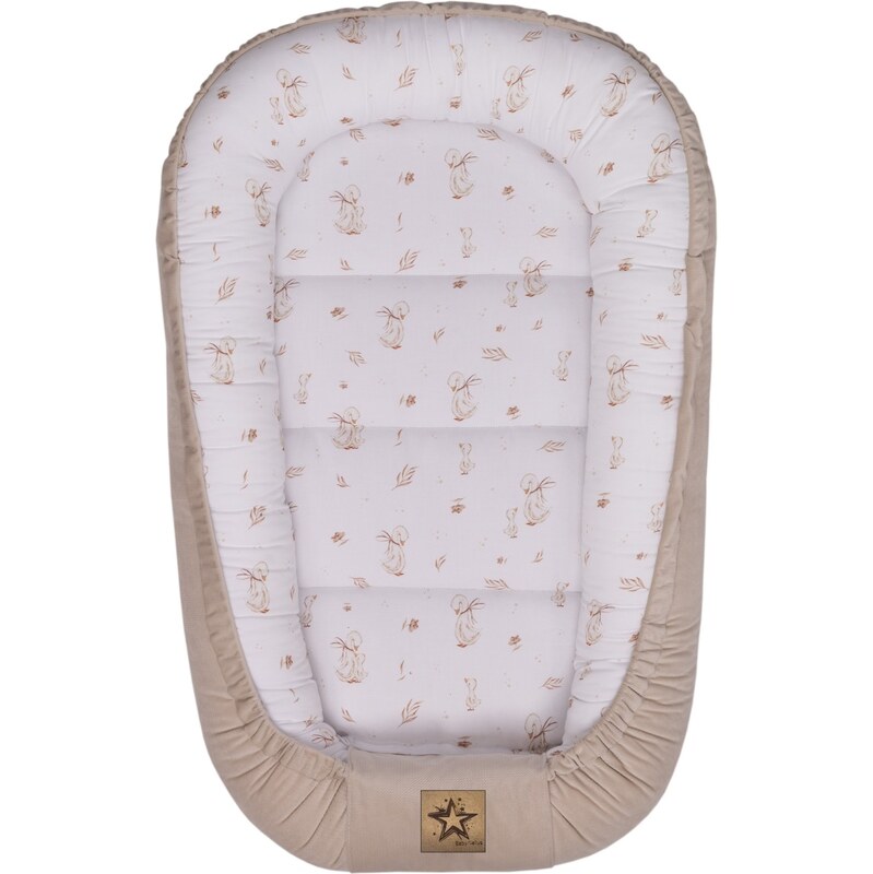 Baby Nellys Hnízdečko pro miminko Premium Goose, oboustranné - béžové 111025687