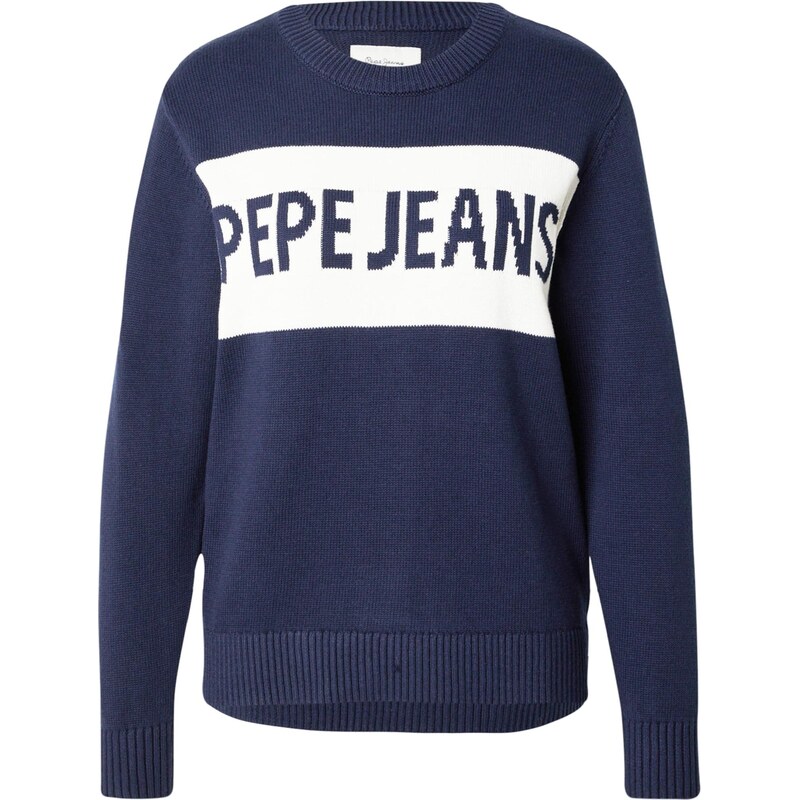 Pepe Jeans Svetr NTARSIA námořnická modř / bílá