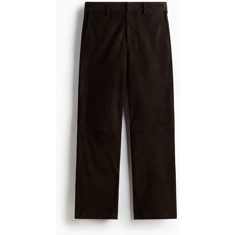 H&M - Semišové kalhoty Relaxed Fit - Tmavě Hnědá
