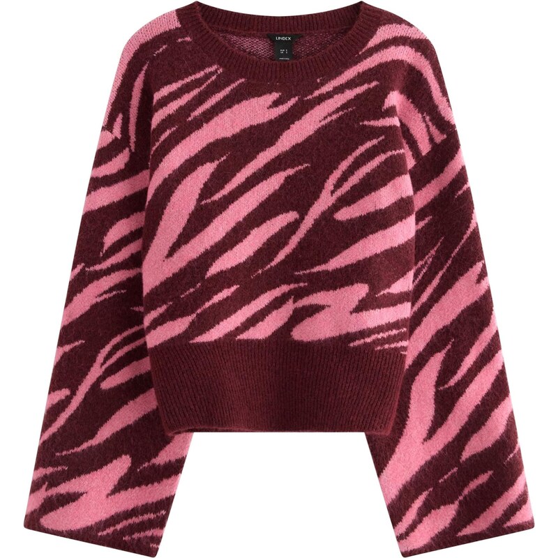 Lindex Svetr Hermina světle růžová / burgundská červeň 111029518