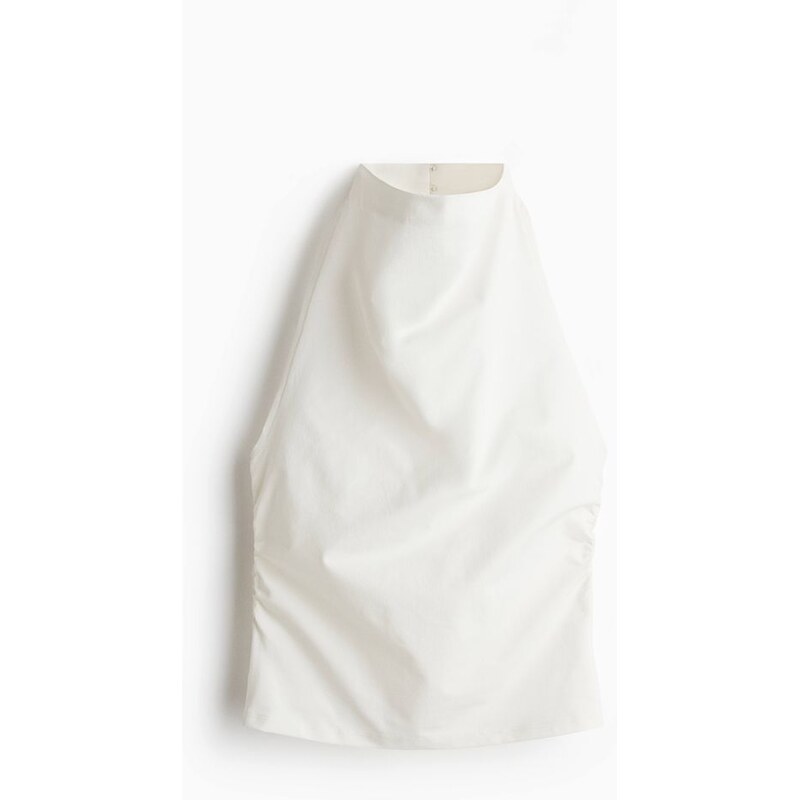 H&M - Řasený top halterneck - Bílá
