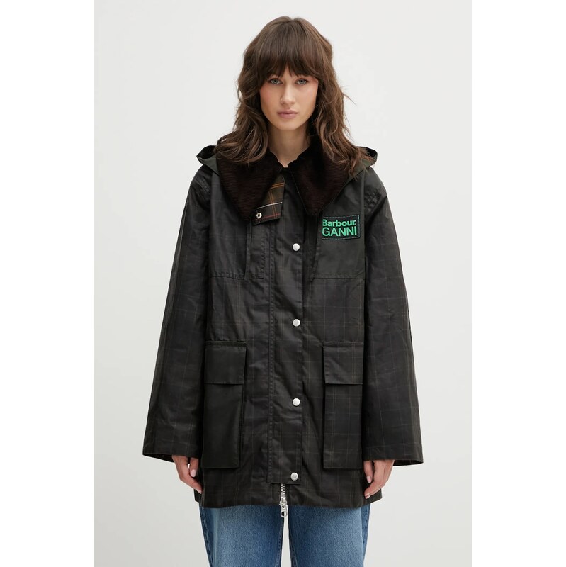 Bunda Barbour x Ganni Hooded Tartan Duffle Wax