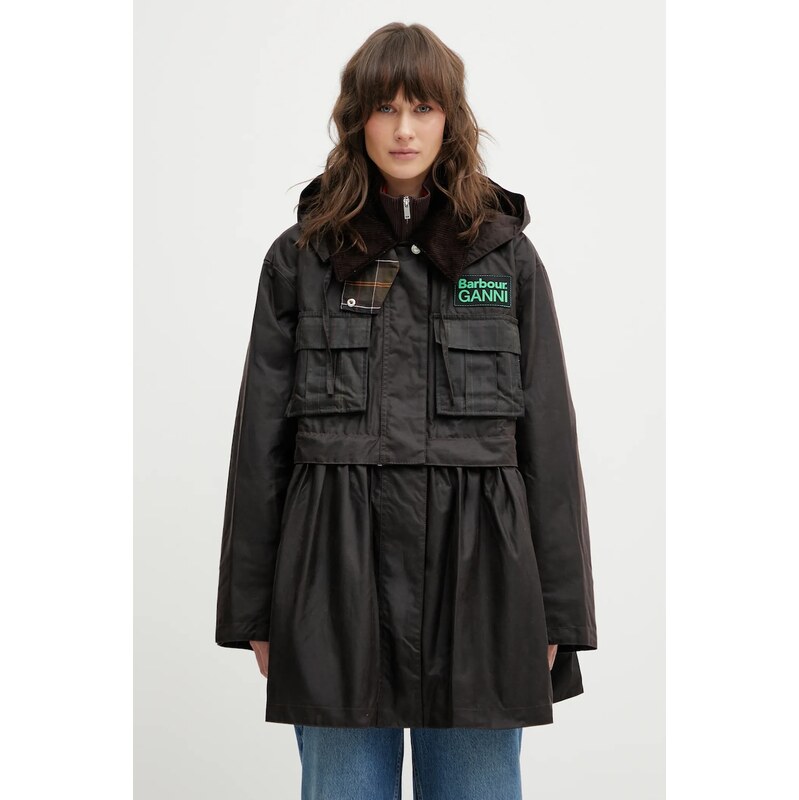 Bavlněná bunda Barbour x Ganni Peplum Wax