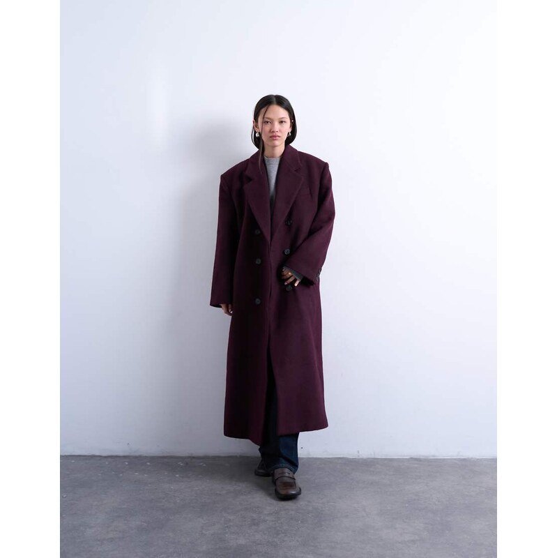 Topshop oversized double breasted mensy overcoat with wool in