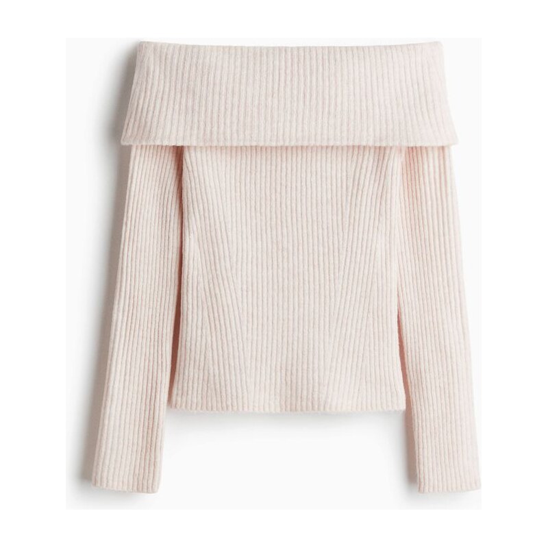 H&M - Top z žebrovaného úpletu odhalující ramena - růžová 109738685