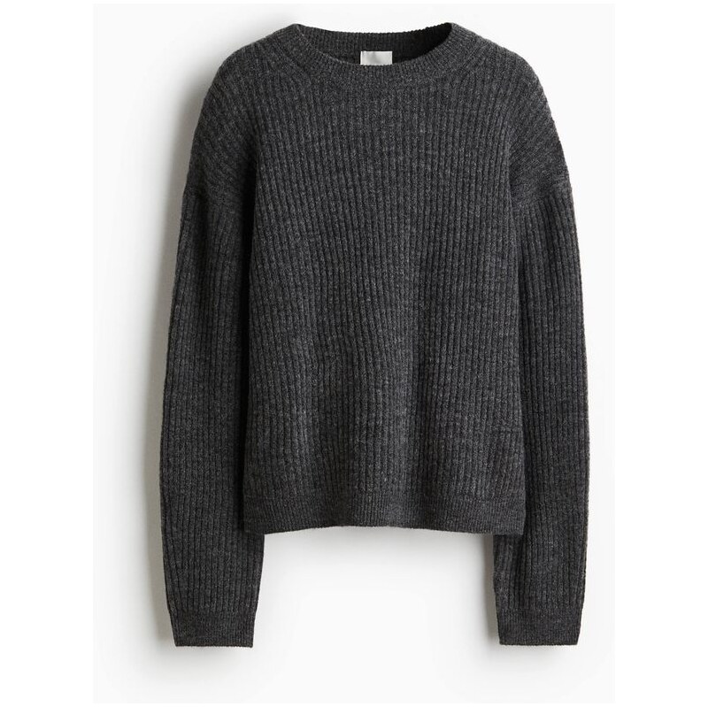 H&M - Svetr z žebrovaného úpletu - šedá 108164051