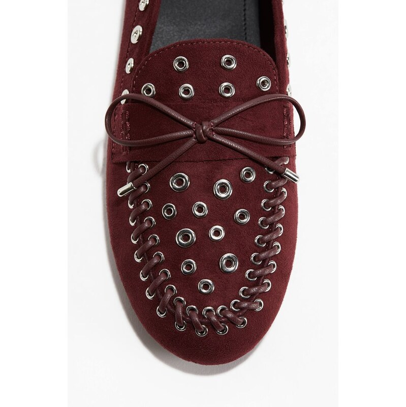 H&M - Mokasíny zdobené očky - Vínová