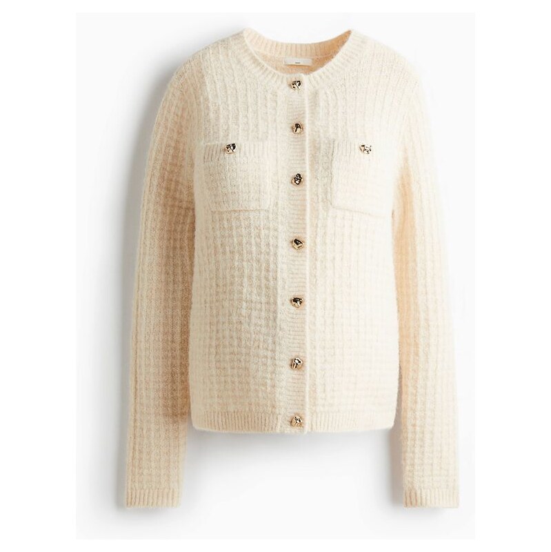 H&M - MAMA Propínací svetrs texturou - béžová 108915636