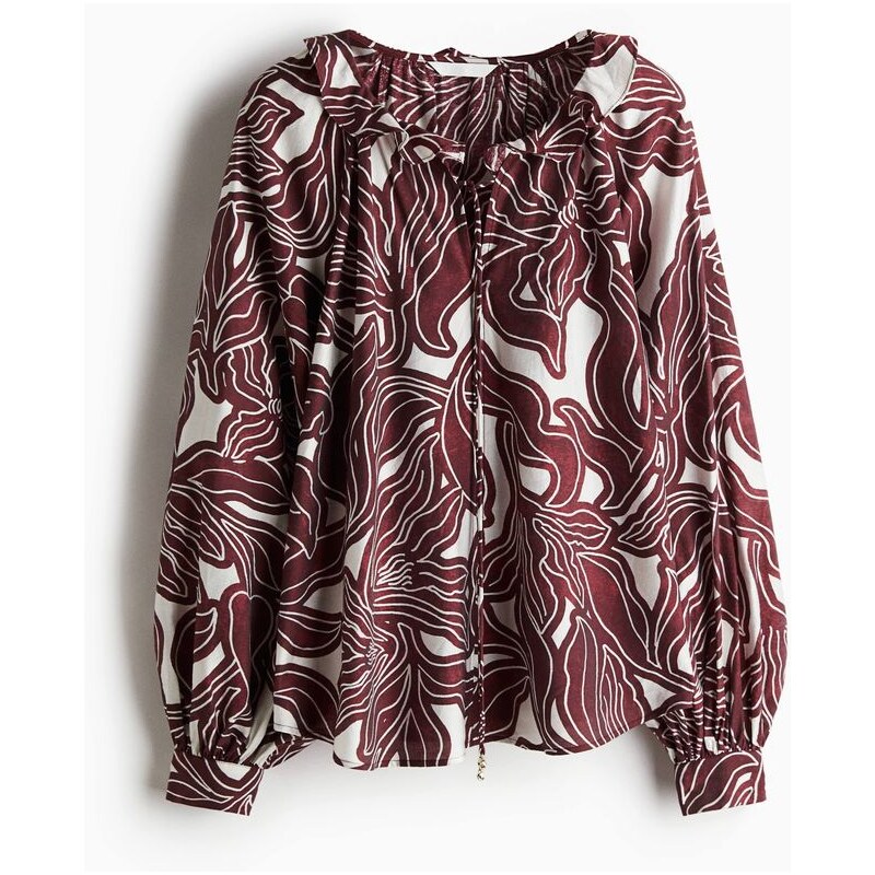 H&M - Halenkas volánkovým límečkem - červená 108160052